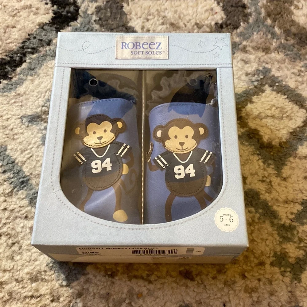 Robeez leather soft soles blue monkey 5-6 years - Picture 2 of 4